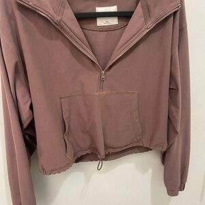 Half-Zip Cropped Pullover Jacket - Dusty Mauve Abercrombie